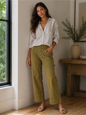 Old Navy Flared Utility Jeans in Olive